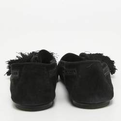 Pre Owned Tod's Black Suede Bow Ballet Flats Size 39