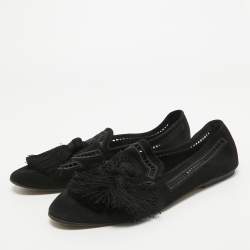 Pre Owned Tod's Black Suede Bow Ballet Flats Size 39