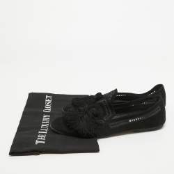 Pre Owned Tod's Black Suede Bow Ballet Flats Size 39