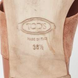 Pre Owned Tod's Pink Suede Open Toe Flat Sandals Size 38.5