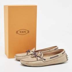Tod's Grey Leather Slip On Loafers Size 38.5
