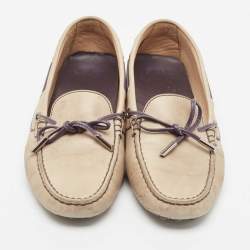 Tod's Grey Leather Slip On Loafers Size 38.5