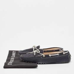 Tod's Navy Blue  Suede Bow Loafers Size 36
