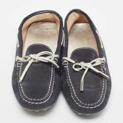 Tod's Navy Blue  Suede Bow Loafers Size 36