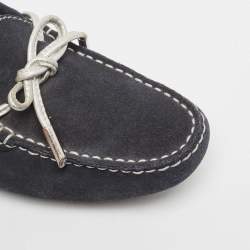 Tod's Navy Blue  Suede Bow Loafers Size 36