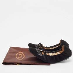 Pre Owned Tod's Black Suede Ballet Flats Size 37.5
