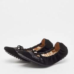 Pre Owned Tod's Black Suede Ballet Flats Size 37.5