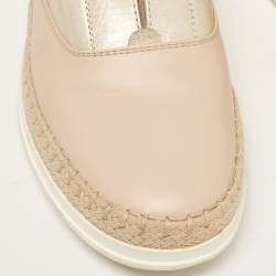 Tod's Beige/Gold Leather Espadrille Flat Size 36