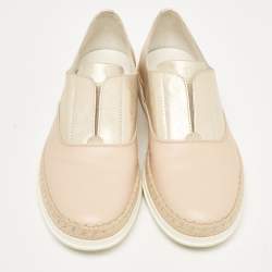 Tod's Beige/Gold Leather Espadrille Flat Size 36
