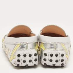 Pre Owned Tod's Multicolor Grey Leather Embellished Slip On Loafers Size 37