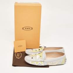 Pre Owned Tod's Multicolor Grey Leather Embellished Slip On Loafers Size 37