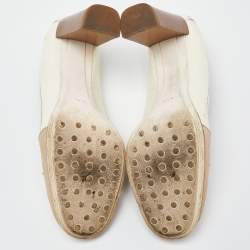 Tod's Two Tone Beige Leather and Patent Block Heel Pumps Size 38