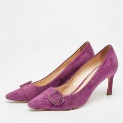 Tod's Purple Suede Buckle Pumps Size 40