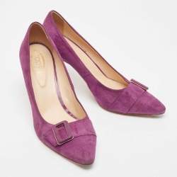 Tod's Purple Suede Buckle Pumps Size 40
