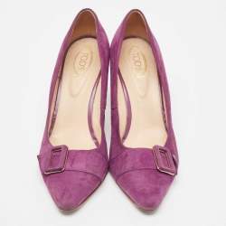 Tod's Purple Suede Buckle Pumps Size 40