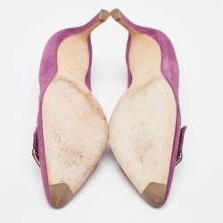 Tod's Purple Suede Buckle Pumps Size 40
