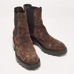 Pre Owned Tod's Brown Suede Ankle  Boots Size 41.5