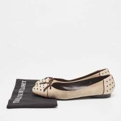 Tod's Two Tone Suede and Studded Leather Bow Ballet Flats Size 39
