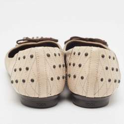 Tod's Two Tone Suede and Studded Leather Bow Ballet Flats Size 39