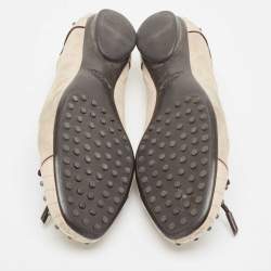 Tod's Two Tone Suede and Studded Leather Bow Ballet Flats Size 39
