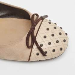 Tod's Two Tone Suede and Studded Leather Bow Ballet Flats Size 39