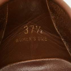 Pre Owned Tod's Brown Perforated Leather Penny Slip On Loafers Size 37.5