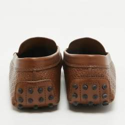 Pre Owned Tod's Brown Perforated Leather Penny Slip On Loafers Size 37.5