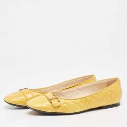 Pre Owned Tod's Yellow Quilted Leather Ballet Flats Size 39.5