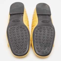 Pre Owned Tod's Yellow Quilted Leather Ballet Flats Size 39.5