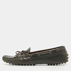 Tod's Grey Leather  Slip On Loafers Size 39