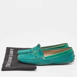 Tod's Green Suede and Patent Slip On  Loafers Size 39