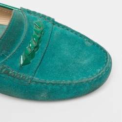 Tod's Green Suede and Patent Slip On  Loafers Size 39