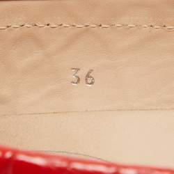 Tod's Red Croc Embossed Leather Penny Slip On Loafers Size 36