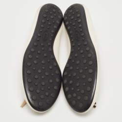 Pre Owned Tod's Off White Leather Studded Ballet Flats Size 39