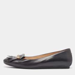 Pre Owned Tod's Black Leather Slip On Loafers Size 40.5