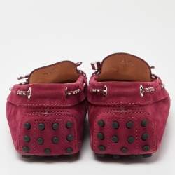 Pre Owned Tod's Maroon Suede Gommino Slip On Loafers Size 38.5