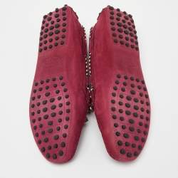 Pre Owned Tod's Maroon Suede Gommino Slip On Loafers Size 38.5