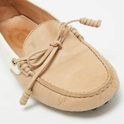 Tod's Brown/White Patent and Nubuck Slip On Loafers Size 37.5