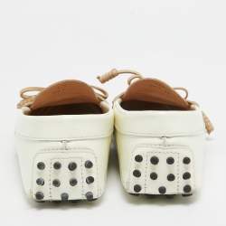 Tod's Brown/White Patent and Nubuck Slip On Loafers Size 37.5