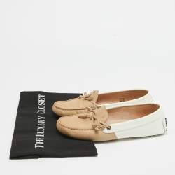 Tod's Brown/White Patent and Nubuck Slip On Loafers Size 37.5