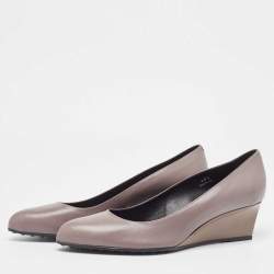 Tod's Mauve Leather Wedge Pumps Size 40.5