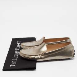Tod's Metallic Leather Slip On Loafers Size 37