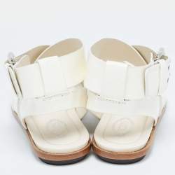 Tod's Cream Patent Leather Cross Strap Flat Sandals Size 36.5