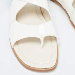 Tod's Cream Patent Leather Cross Strap Flat Sandals Size 36.5