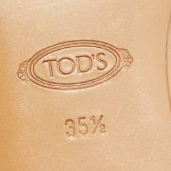 Tod's Beige Leather Chain Detail Ankle Boots Size 35.5