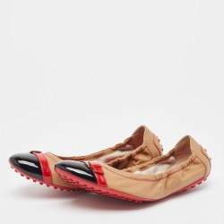 Pre Owned Tod's Brown Leather Scrunch Ballet Flats Size 38