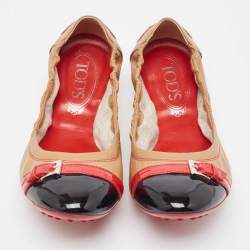 Pre Owned Tod's Brown Leather Scrunch Ballet Flats Size 38