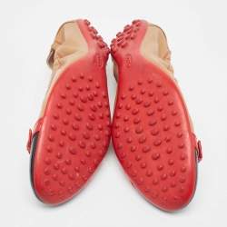 Pre Owned Tod's Brown Leather Scrunch Ballet Flats Size 38