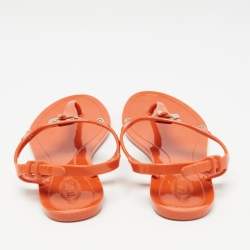 Tod's Orange Rubber Thong Flat Sandals Size 38