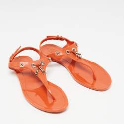 Tod's Orange Rubber Thong Flat Sandals Size 38